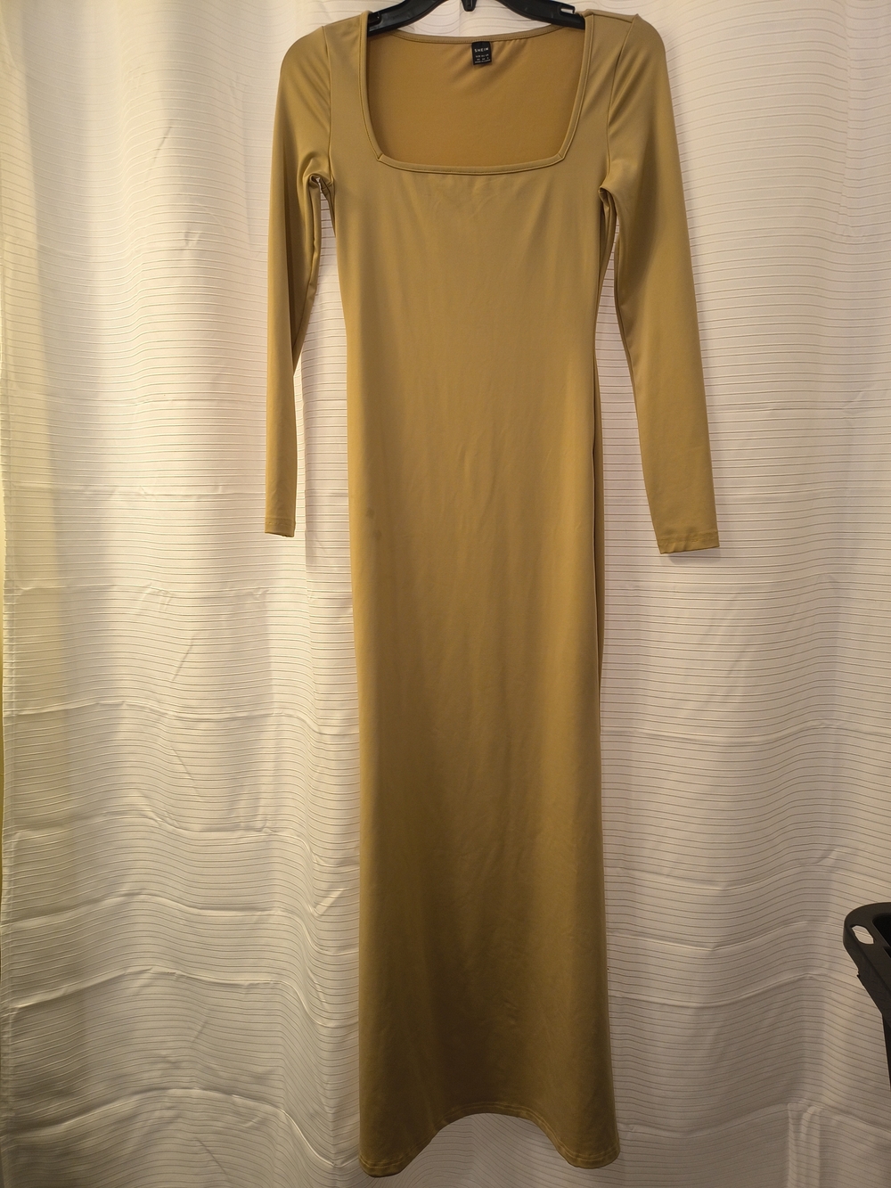 SHEIN Olive Green Long Sleeve Square Neck Maxi Dress